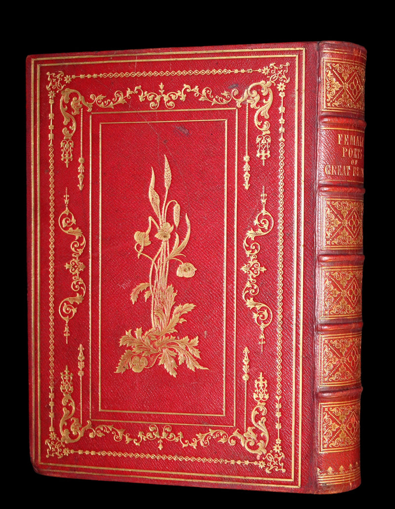 1854 Rare Book bound by Weemys - The Female Poets of Great Britain.