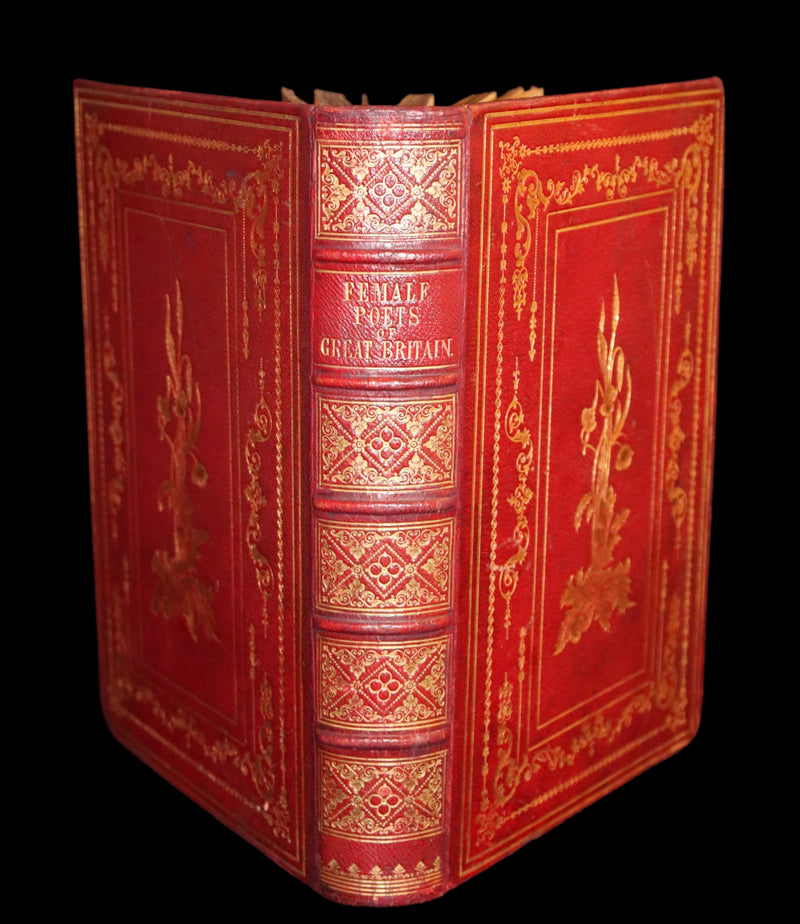 1854 Rare Book bound by Weemys - The Female Poets of Great Britain.