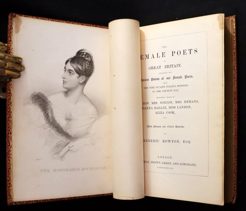 1854 Rare Book bound by Weemys - The Female Poets of Great Britain.