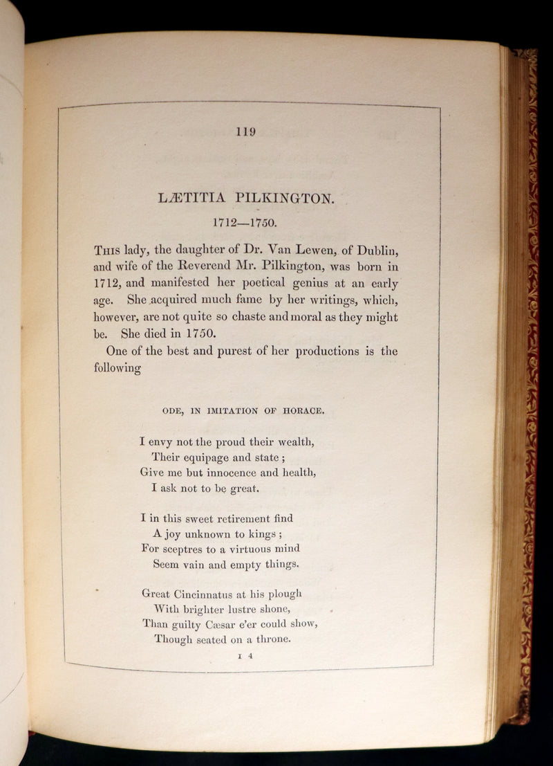 1854 Rare Book bound by Weemys - The Female Poets of Great Britain.