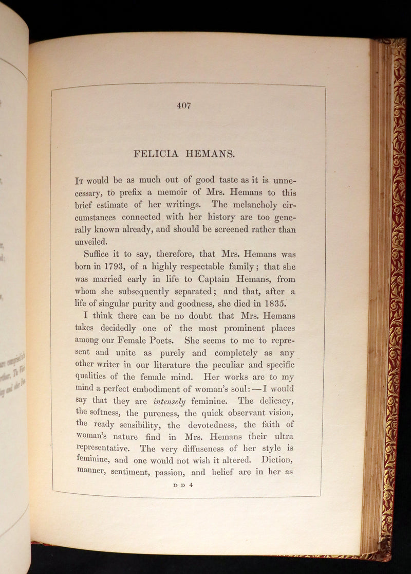 1854 Rare Book bound by Weemys - The Female Poets of Great Britain.