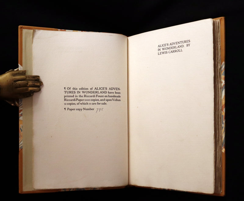 1914 Rare Limited 1st Riccardi Press Edition - Alice's Adventures in Wonderland by Lewis Carroll illustrated by John Tenniel. #795/1000.