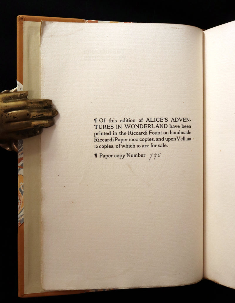 1914 Rare Limited 1st Riccardi Press Edition - Alice's Adventures in Wonderland by Lewis Carroll illustrated by John Tenniel. #795/1000.