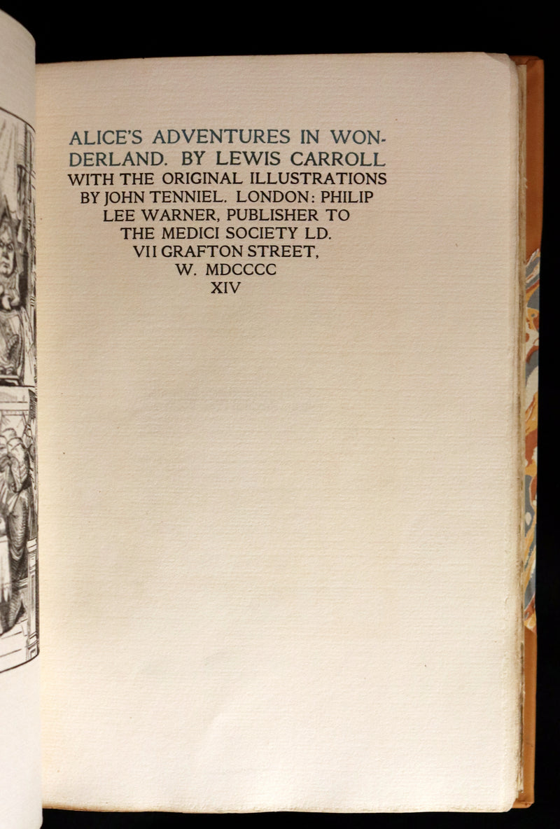 1914 Rare Limited 1st Riccardi Press Edition - Alice's Adventures in Wonderland by Lewis Carroll illustrated by John Tenniel. #795/1000.