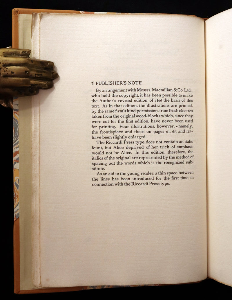 1914 Rare Limited 1st Riccardi Press Edition - Alice's Adventures in Wonderland by Lewis Carroll illustrated by John Tenniel. #795/1000.
