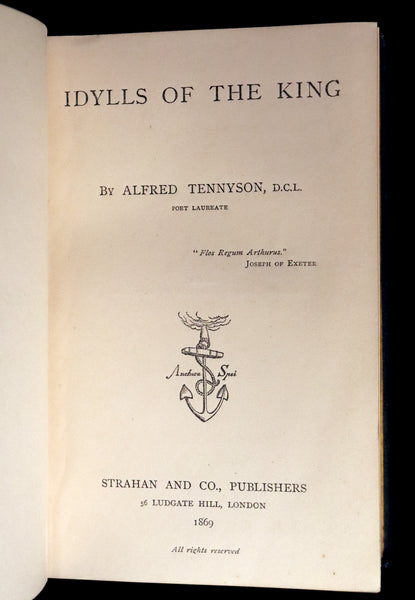 1869 Rare Book on Legend of King Arthur - IDYLLS OF THE KING by Alfred Tennyson.