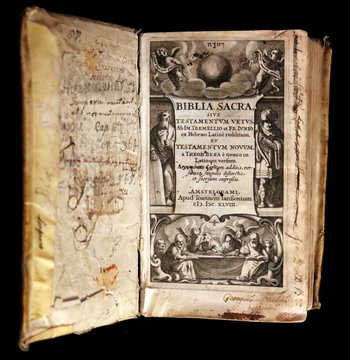 1648 Rare Latin Vellum Bible - Biblia Sacra, Sive Testamentum Vetus et Testamentum Novum. Old & New Testament.