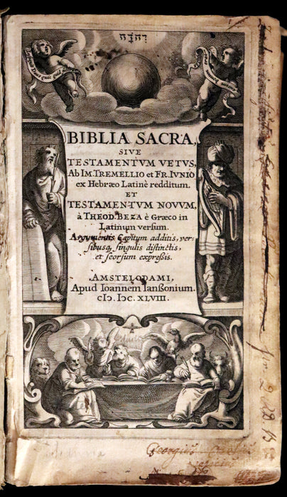 1648 Rare Latin Vellum Bible - Biblia Sacra, Sive Testamentum Vetus et Testamentum Novum. Old & New Testament.