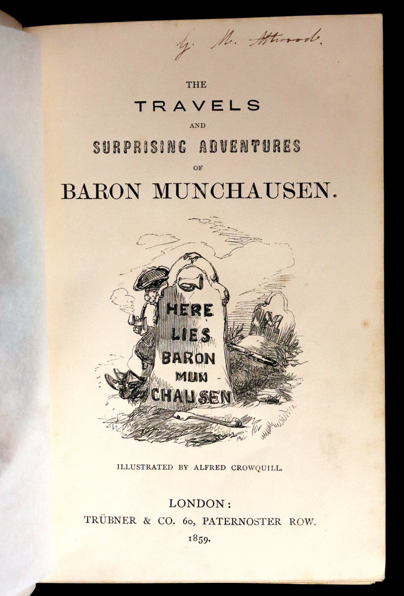 1859 Beautiful First Edition - Baron MUNCHAUSEN's Adventures color Illustrated by Crowquill.