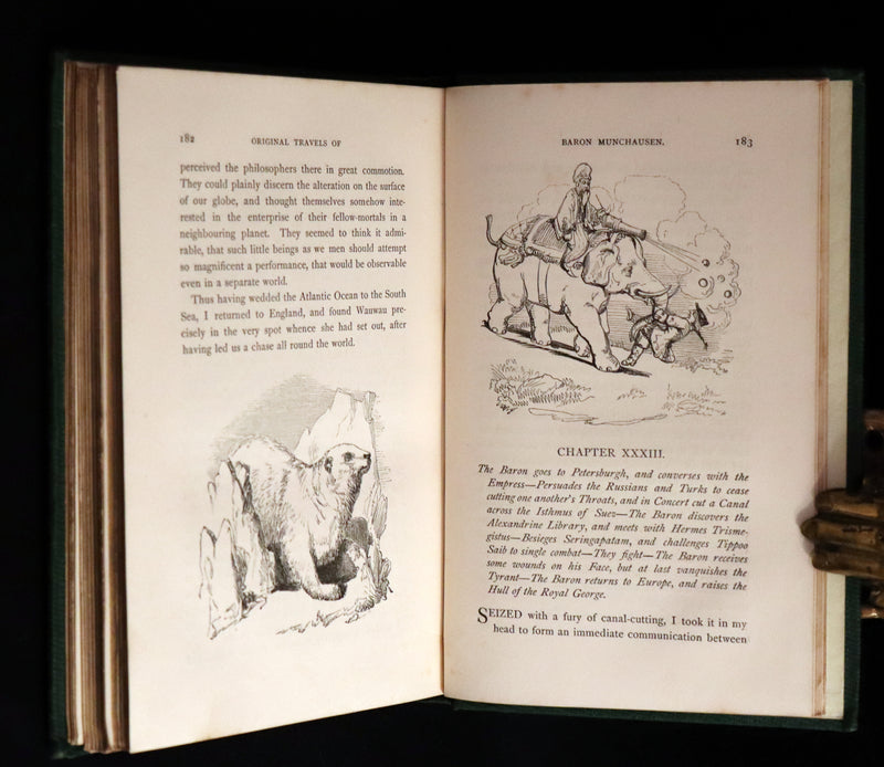 1859 Beautiful First Edition - Baron MUNCHAUSEN's Adventures color Illustrated by Crowquill.