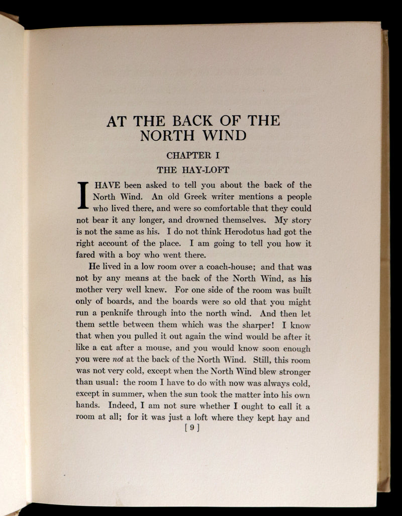 1919 Rare Book - AT THE BACK OF THE NORTH WIND, First Edition Illustrated by Jessie Willcox Smith.