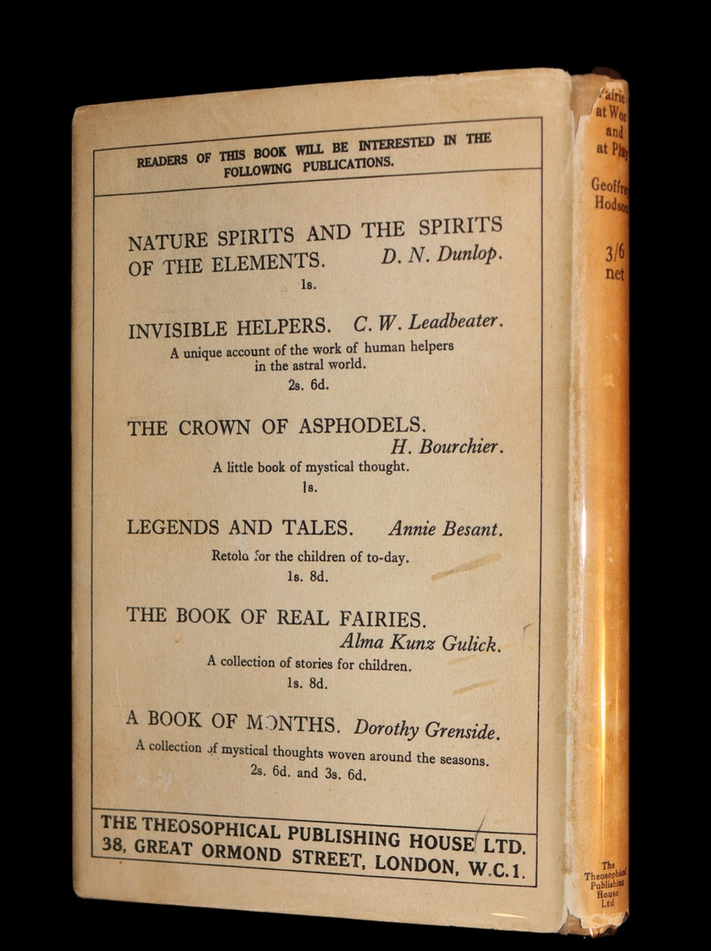 1925 Rare First Edition - Fairies at Work and at Play observed by Geoffrey Hodson.