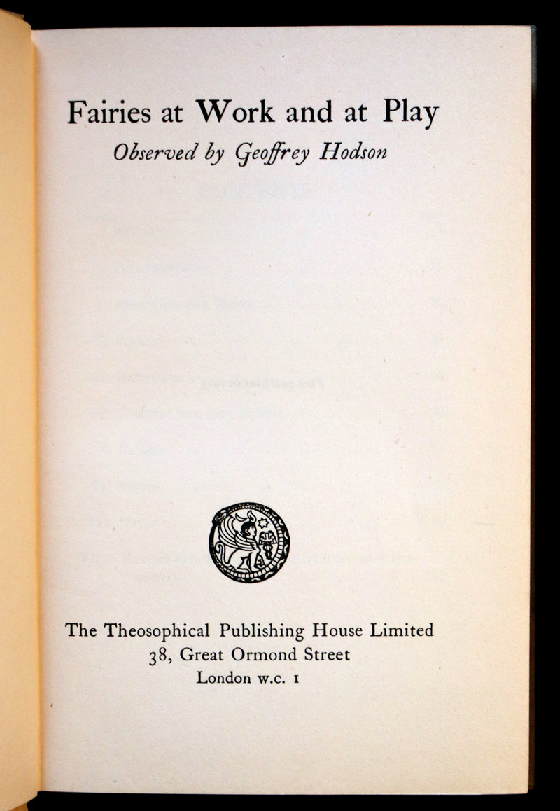 1925 Rare First Edition - Fairies at Work and at Play observed by Geoffrey Hodson.