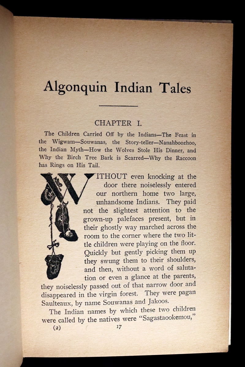 1903 Scarce First Edition - ALGONQUIN INDIAN TALES Collected by E.R. Young. Illustrated.