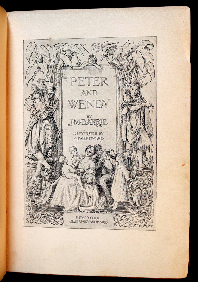 1911 Rare PETER PAN First Edition - PETER and WENDY by J.M. Barrie illustrated by F.D. Bedford.