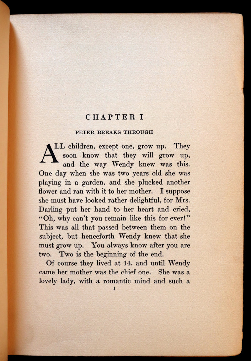 1911 Rare PETER PAN First Edition - PETER and WENDY by J.M. Barrie illustrated by F.D. Bedford.