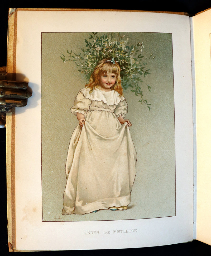 1886 Scarce Victorian Book ~ Under the Mistletoe illustrated by Lizzie Lawson Mack.