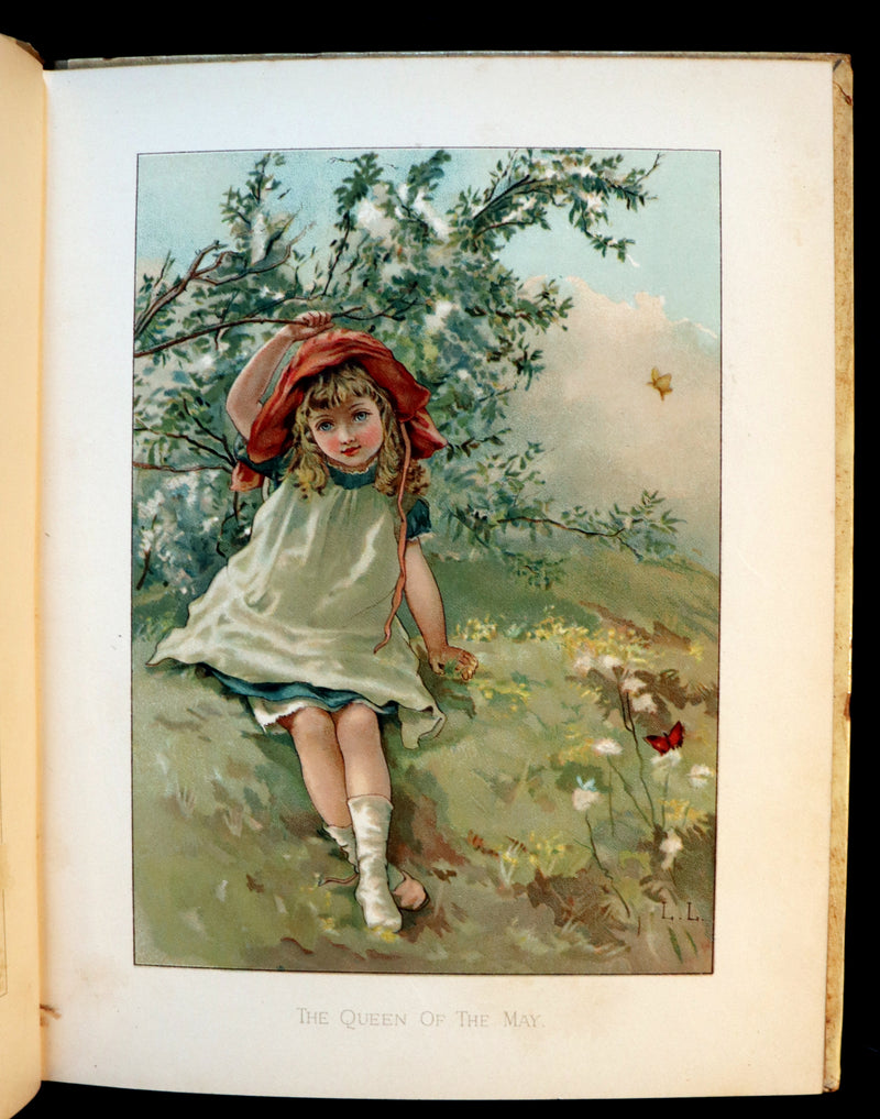 1886 Scarce Victorian Book ~ Under the Mistletoe illustrated by Lizzie Lawson Mack.