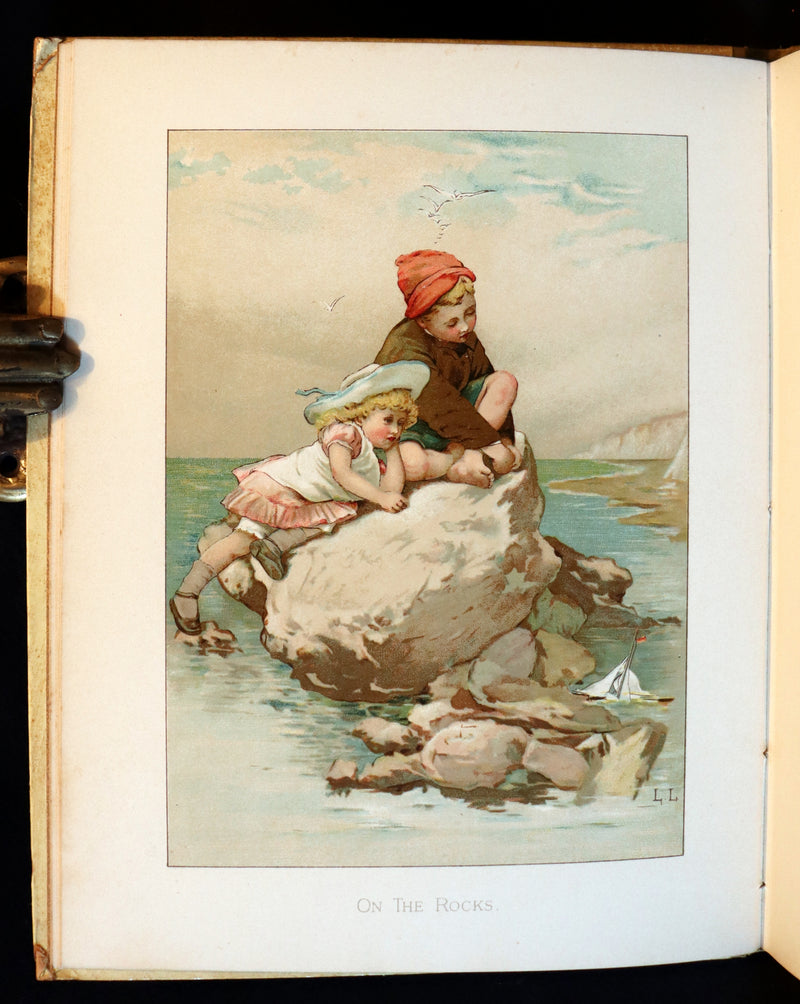 1886 Scarce Victorian Book ~ Under the Mistletoe illustrated by Lizzie Lawson Mack.