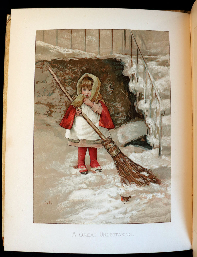 1886 Scarce Victorian Book ~ Under the Mistletoe illustrated by Lizzie Lawson Mack.