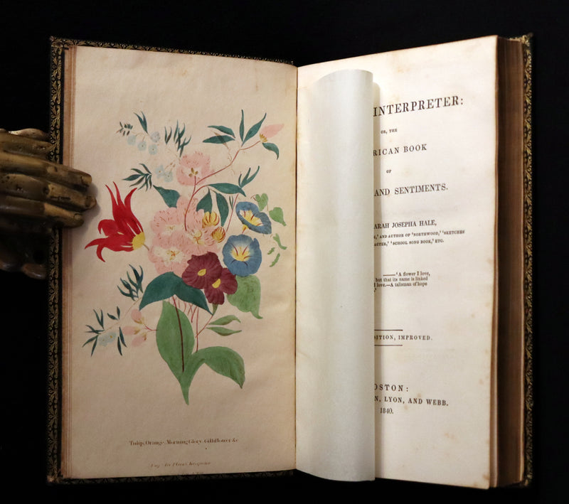 1840 Rare Floriography Book ~ Flora's Interpreter American Flowers & Sentiments.
