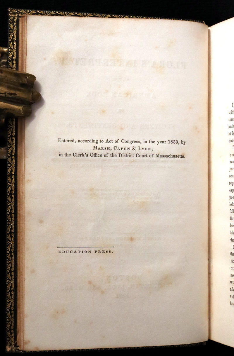 1840 Rare Floriography Book ~ Flora's Interpreter American Flowers & Sentiments.