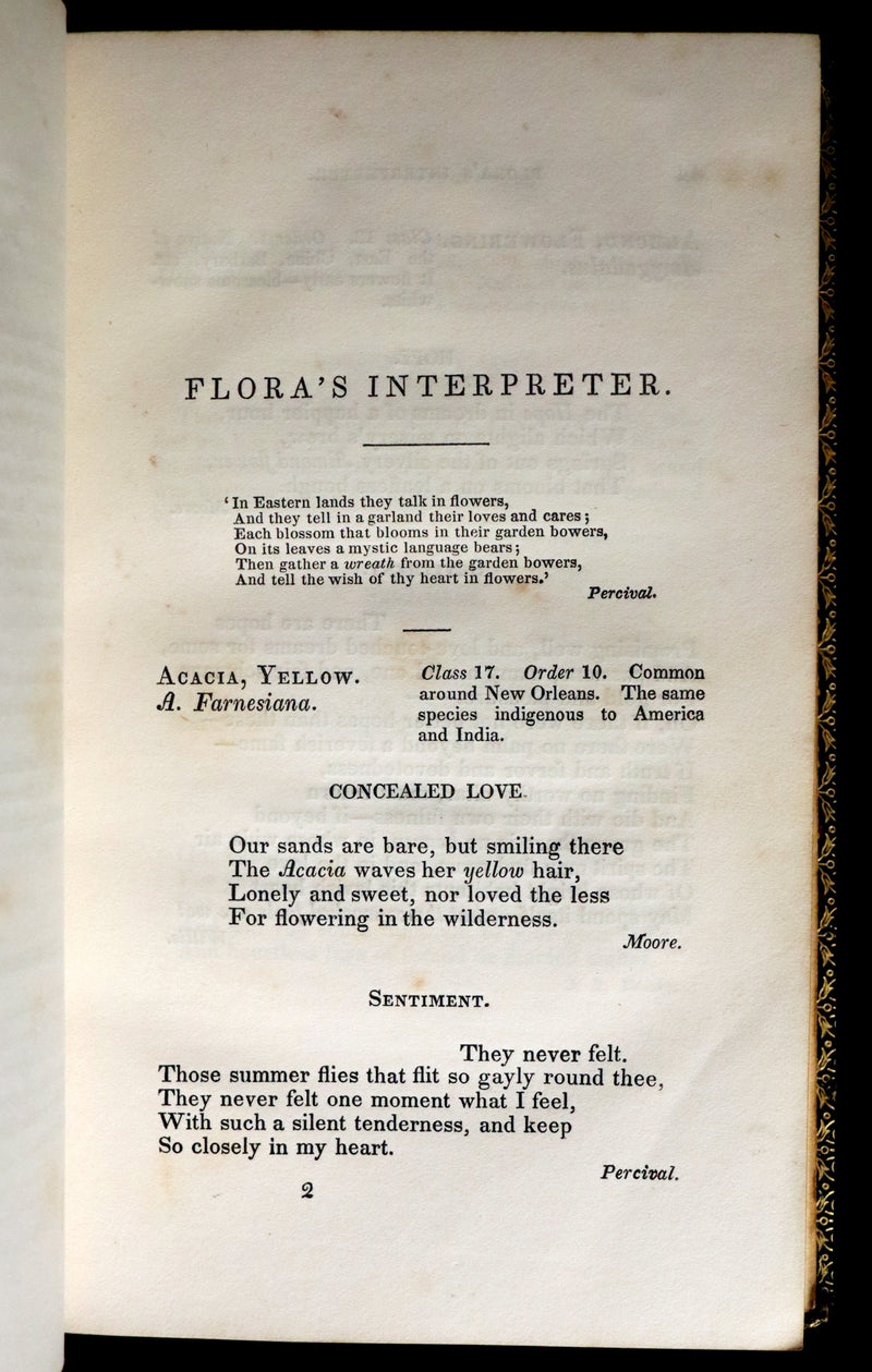 1840 Rare Floriography Book ~ Flora's Interpreter American Flowers & Sentiments.