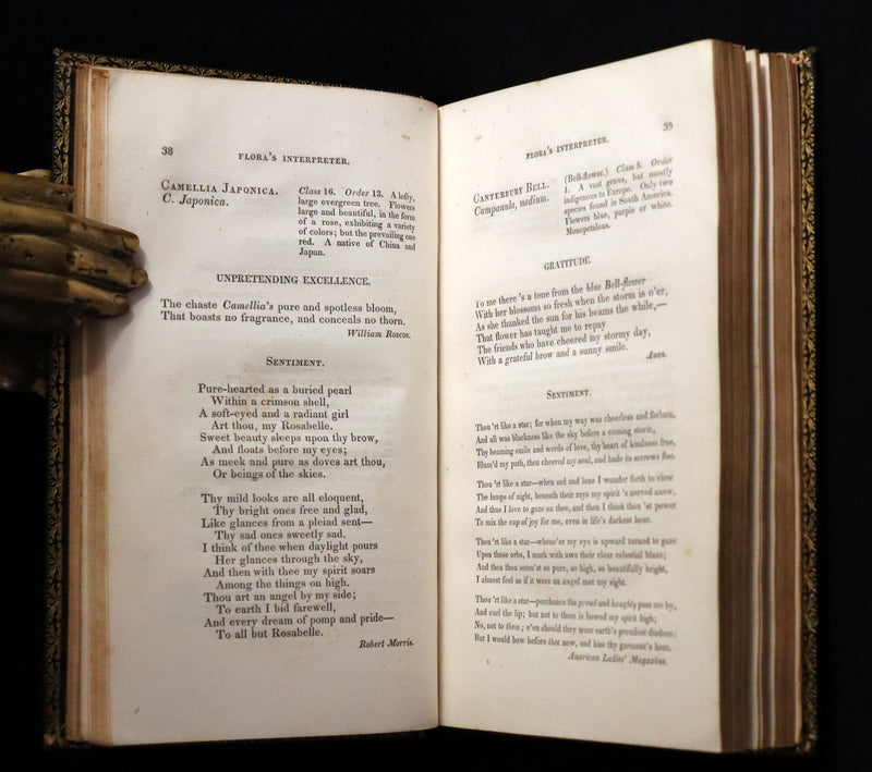1840 Rare Floriography Book ~ Flora's Interpreter American Flowers & Sentiments.