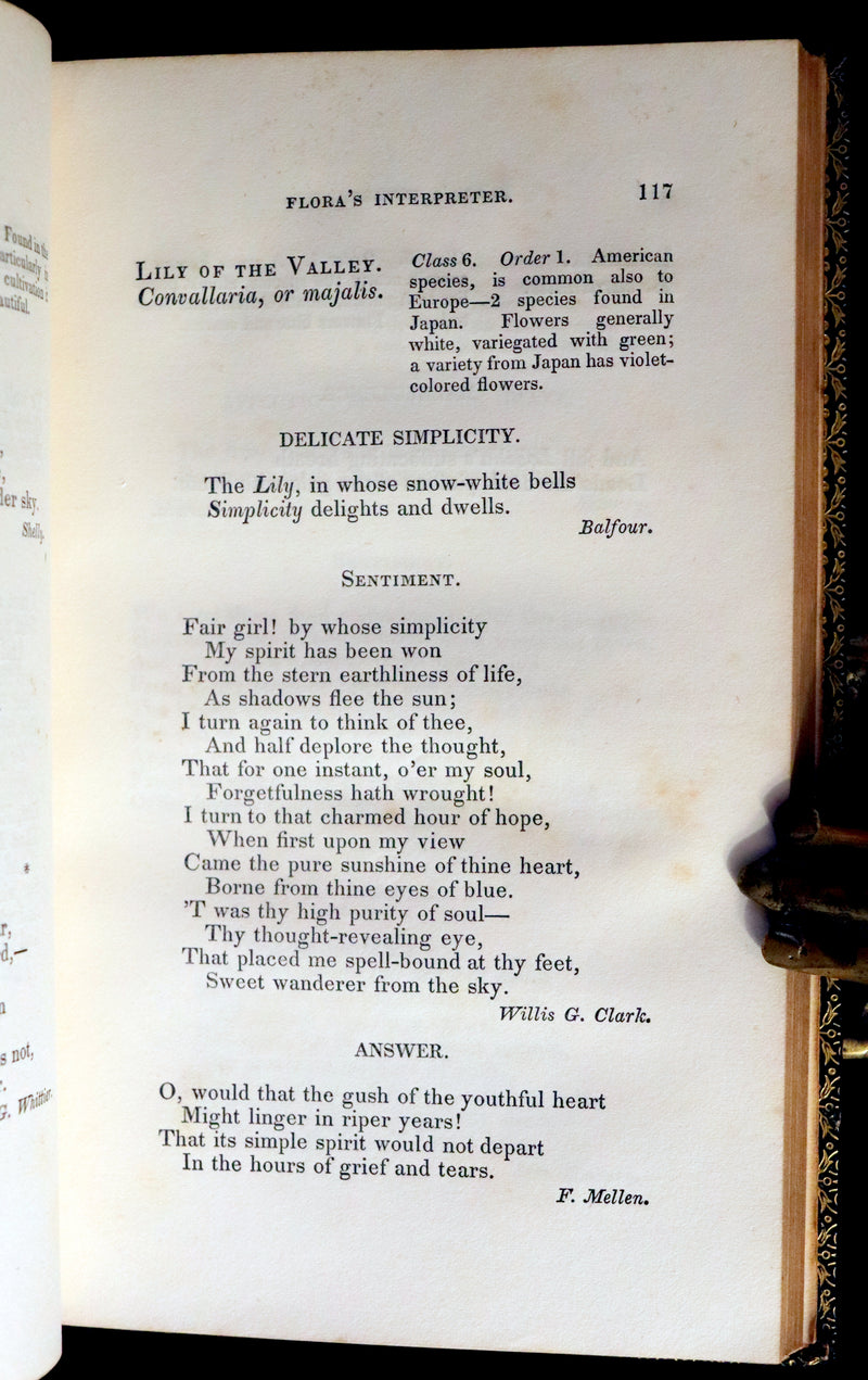 1840 Rare Floriography Book ~ Flora's Interpreter American Flowers & Sentiments.