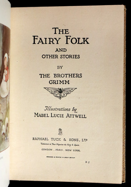 1920 Scarce First Edition - Grimm's Fairy Folk illustrated by Mabel Lucie Attwell.
