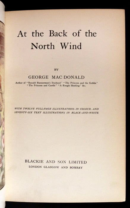 1911 Rare Book - AT THE BACK OF THE NORTH WIND Illustrated by Frank C. Pape.