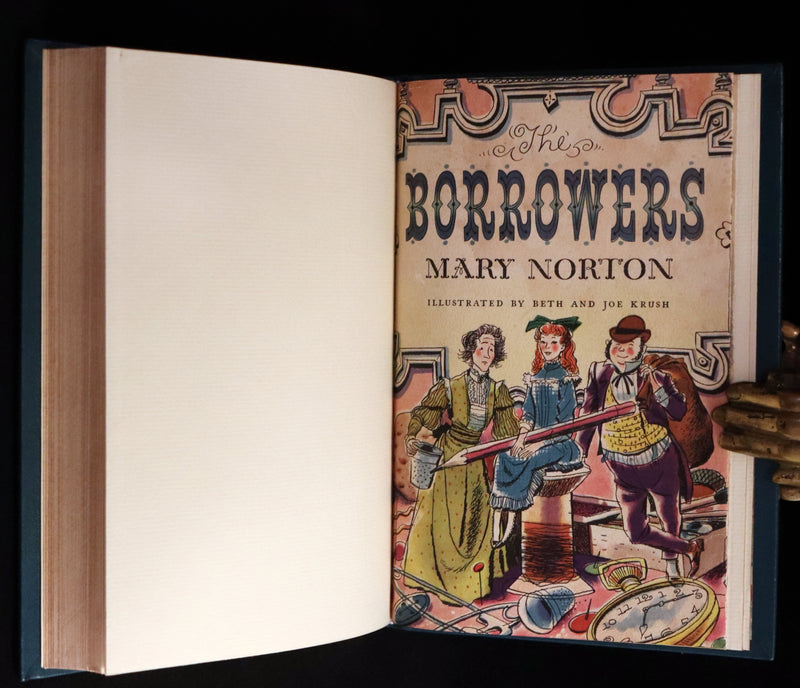 1953 First US Edition beautifully bound by BAYNTUN - THE BORROWERS, tiny people who live secretly in the walls by Mary Norton.