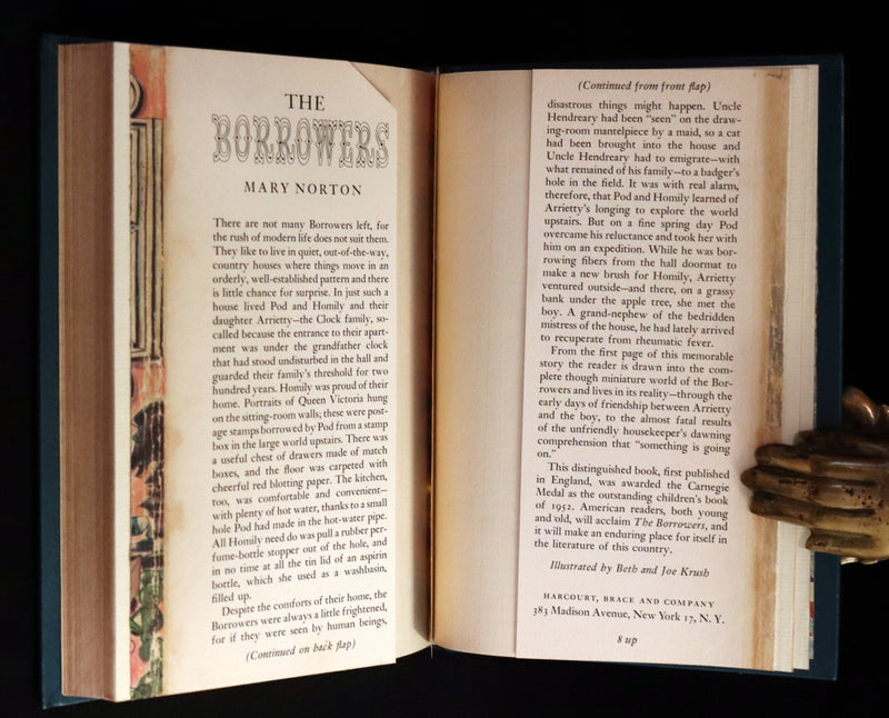 1953 First US Edition beautifully bound by BAYNTUN - THE BORROWERS, tiny people who live secretly in the walls by Mary Norton.