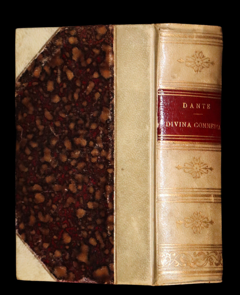 1883 Rare Italian Vellum Book - La Divina Commedia di DANTE ALIGHIERI - Divine Comedy.