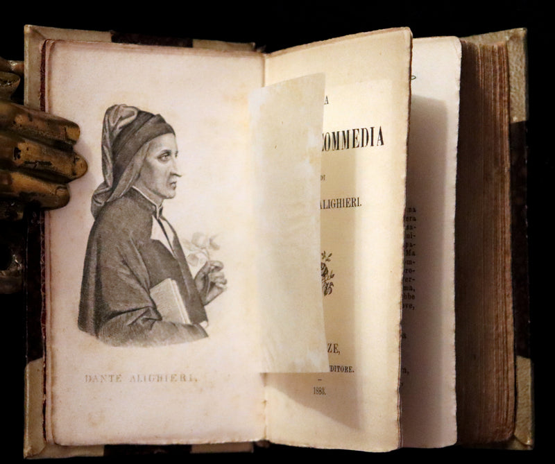 1883 Rare Italian Vellum Book - La Divina Commedia di DANTE ALIGHIERI - Divine Comedy.