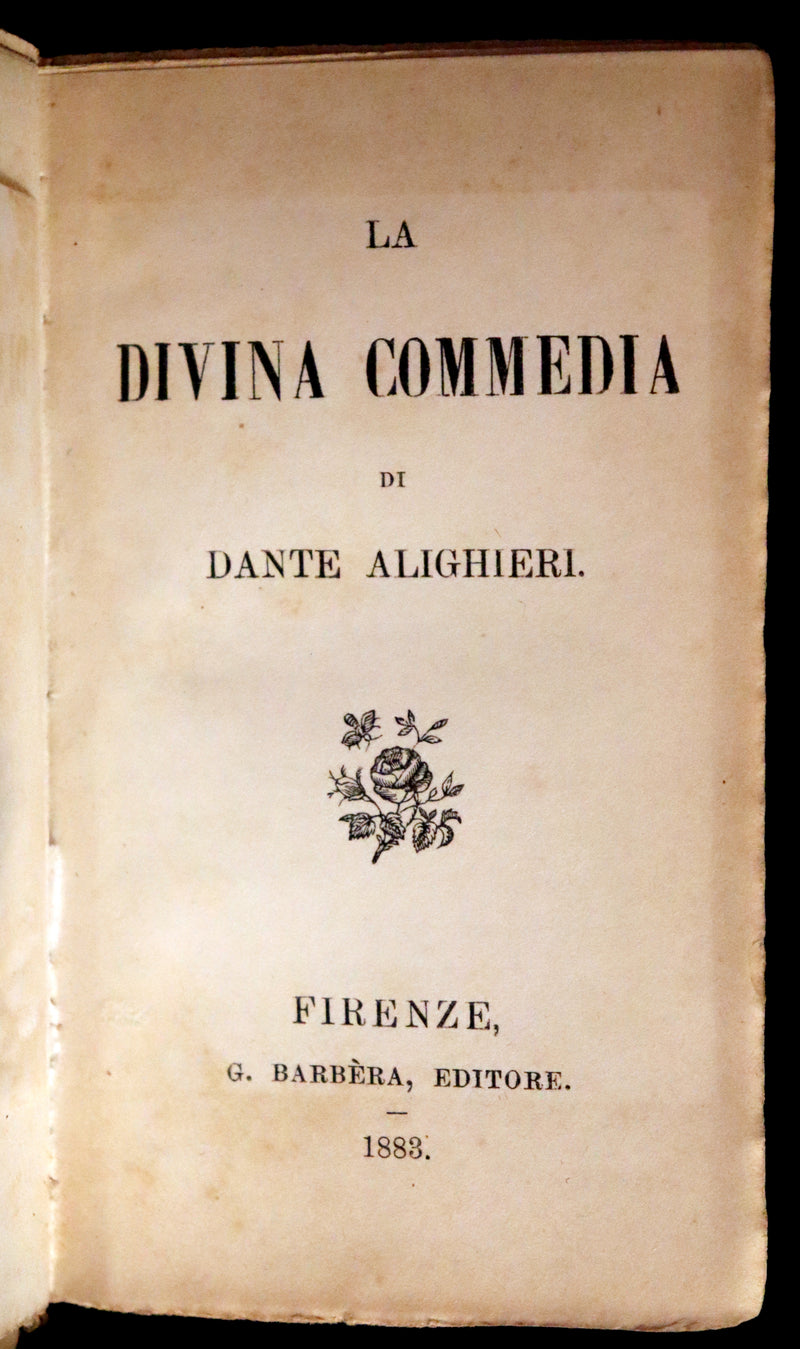 1883 Rare Italian Vellum Book - La Divina Commedia di DANTE ALIGHIERI - Divine Comedy.