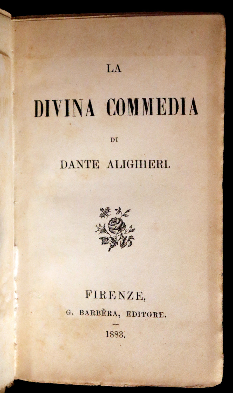 1883 Rare Italian Vellum Book - La Divina Commedia di DANTE ALIGHIERI - Divine Comedy.