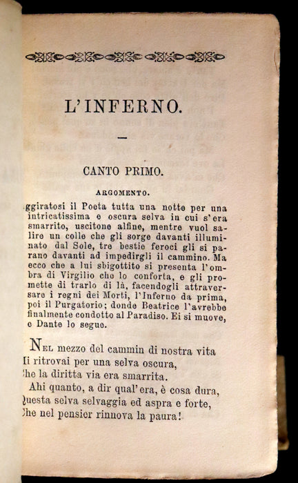 1883 Rare Italian Vellum Book - La Divina Commedia di DANTE ALIGHIERI - Divine Comedy.