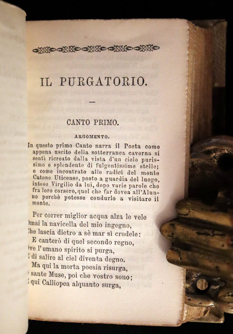 1883 Rare Italian Vellum Book - La Divina Commedia di DANTE ALIGHIERI - Divine Comedy.