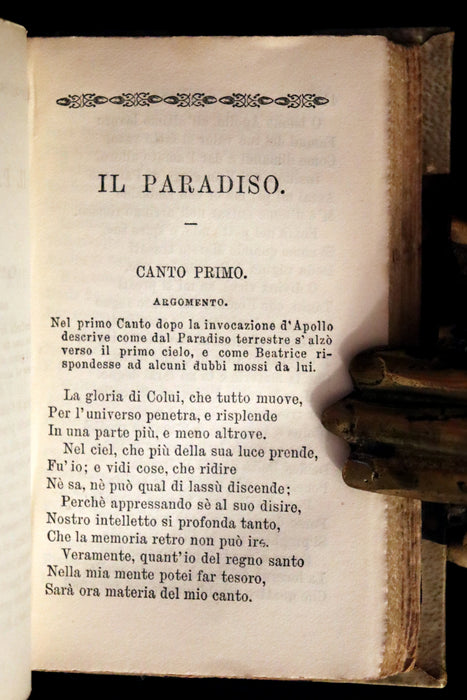 1883 Rare Italian Vellum Book - La Divina Commedia di DANTE ALIGHIERI - Divine Comedy.