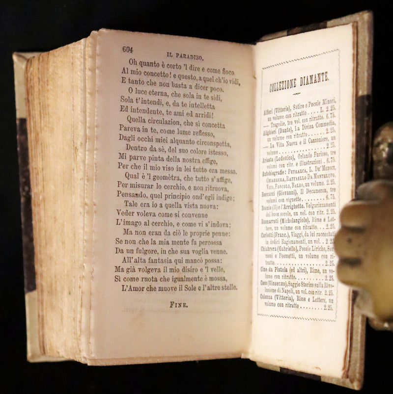 1883 Rare Italian Vellum Book - La Divina Commedia di DANTE ALIGHIERI - Divine Comedy.