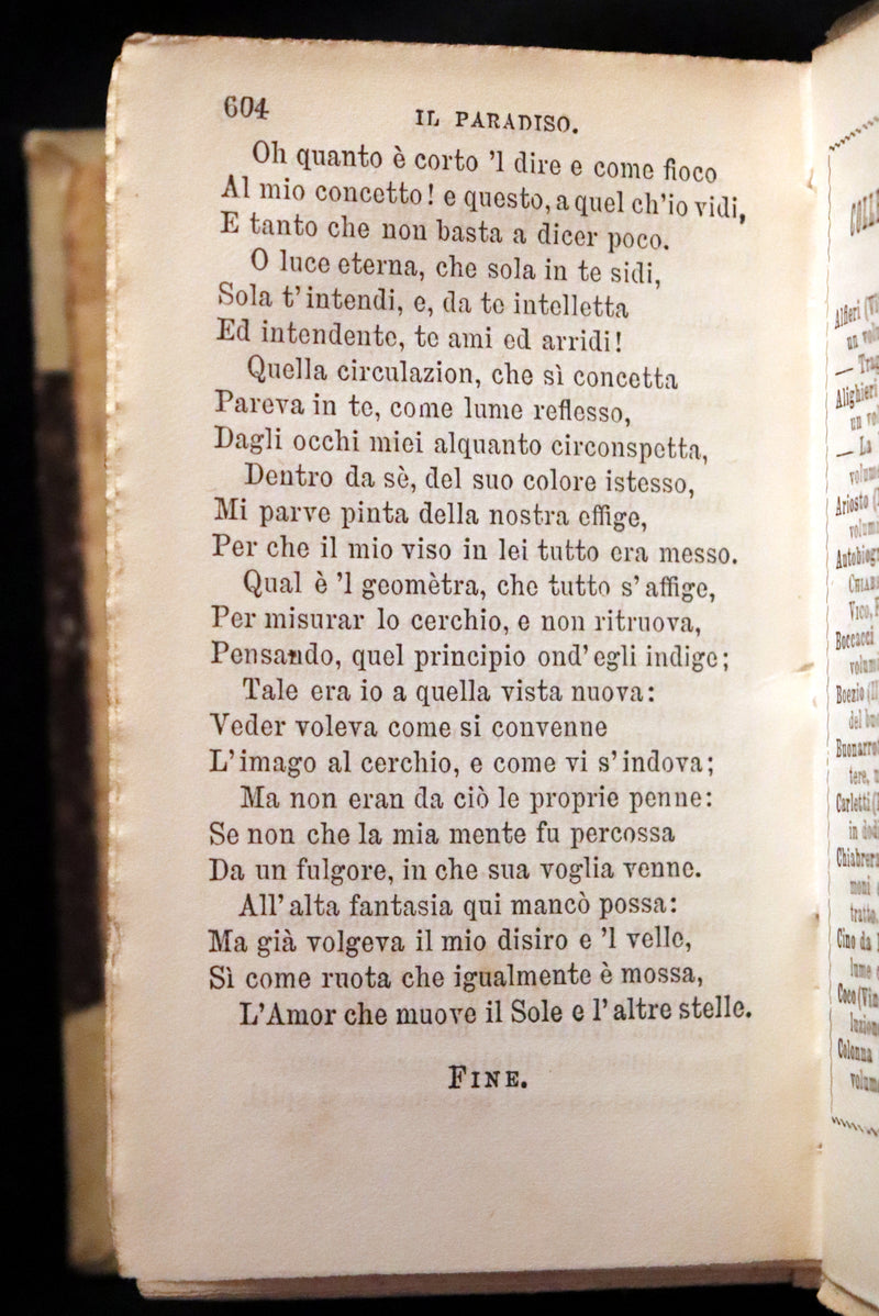 1883 Rare Italian Vellum Book - La Divina Commedia di DANTE ALIGHIERI - Divine Comedy.