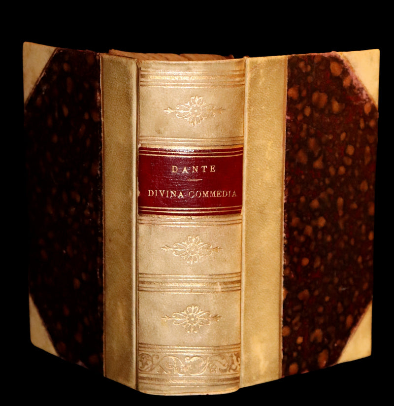 1883 Rare Italian Vellum Book - La Divina Commedia di DANTE ALIGHIERI - Divine Comedy.