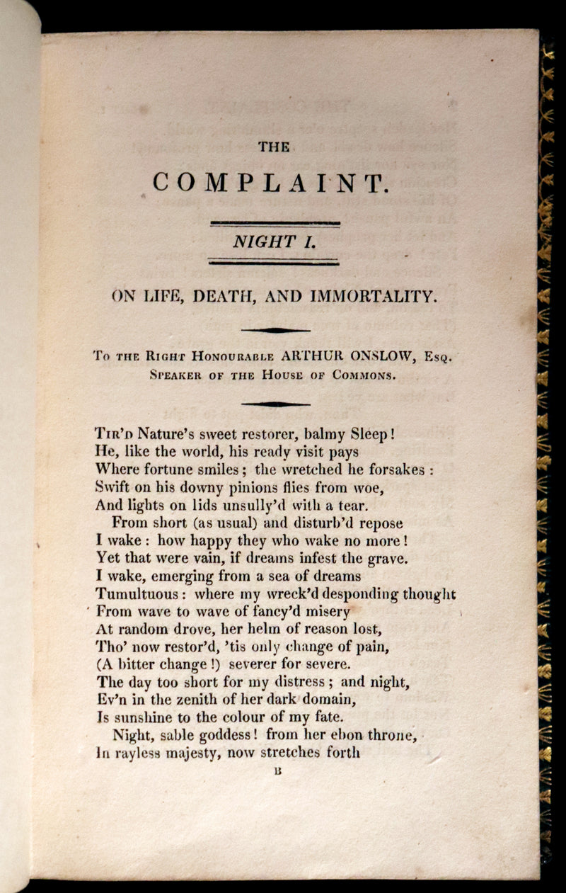 1821 Rare Book ~ The Complaint, or, Night Thoughts on Life, Death, and Immortality by Edward Young.