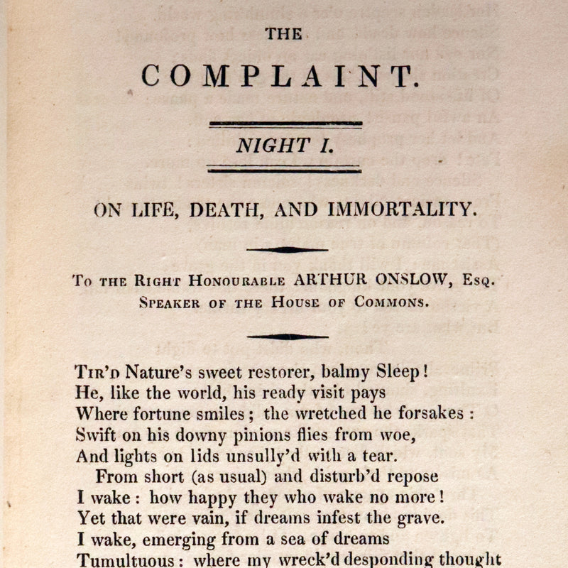 1821 Rare Book ~ The Complaint, or, Night Thoughts on Life, Death, and Immortality by Edward Young.