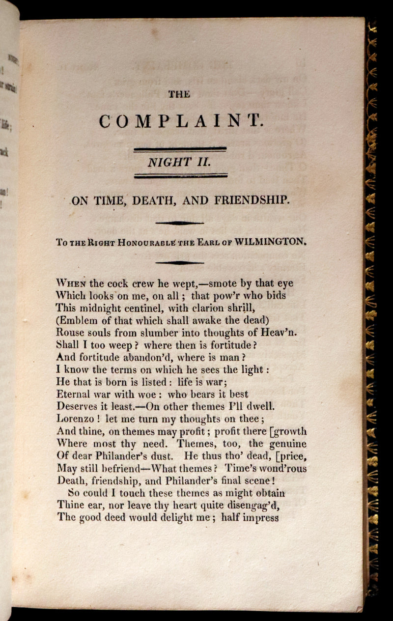 1821 Rare Book ~ The Complaint, or, Night Thoughts on Life, Death, and Immortality by Edward Young.