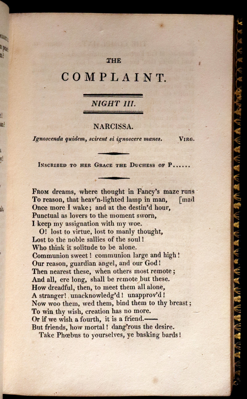 1821 Rare Book ~ The Complaint, or, Night Thoughts on Life, Death, and Immortality by Edward Young.