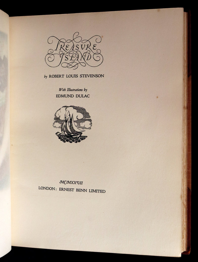 1927 Birdsall Binding - TREASURE ISLAND by Stevenson. First DULAC Illustrated Edition.