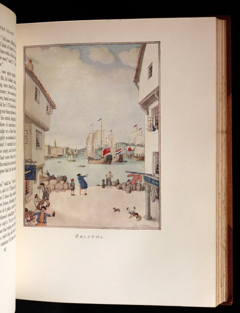 1927 Birdsall Binding - TREASURE ISLAND by Stevenson. First DULAC Illustrated Edition.