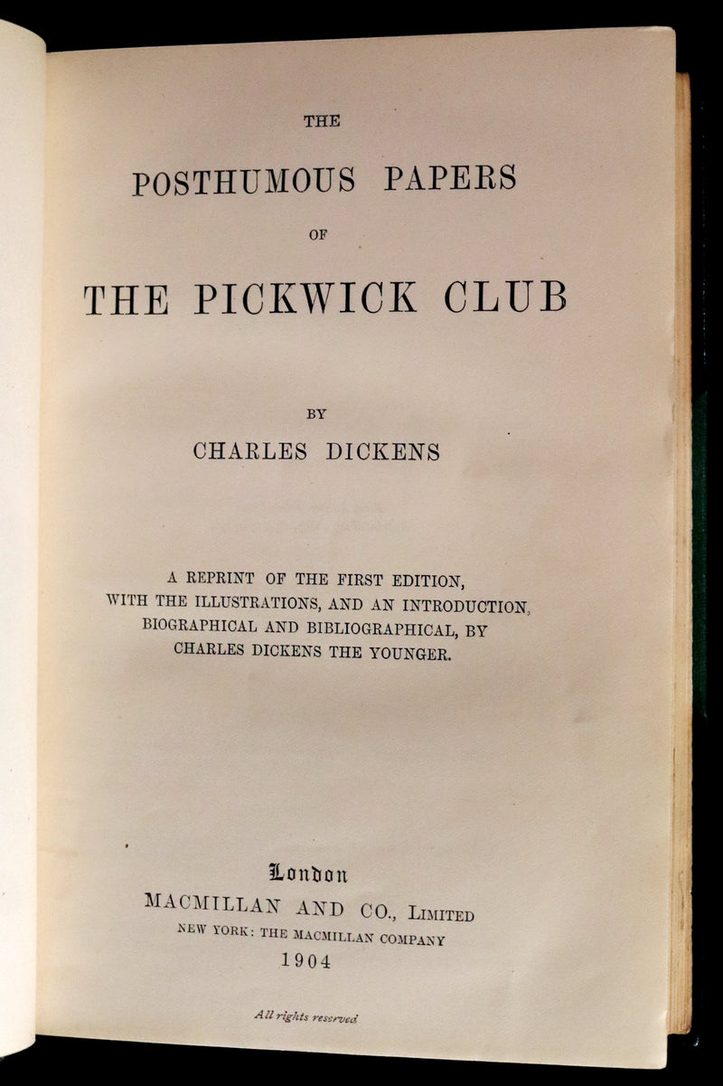 1904 Sangorski & Sutcliffe binding - Dickens' Posthumous Papers of the Pickwick Club.